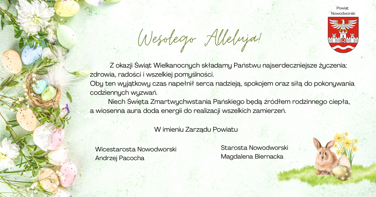 życzenia wielkanocne w imieniu Zarządu Powiatu