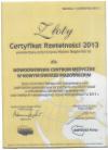 ZŁOTY CERTYFIKAT RZETELNOŚCI 2013 dla NOWODWORSKIEGO CENTRUM MEDYCZNEGO w Nowym Dworze Mazowieckim